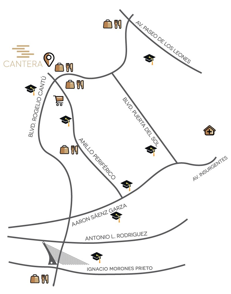 Croquis oficial de ubicación de Cantera en Colinas de San Jerónimo